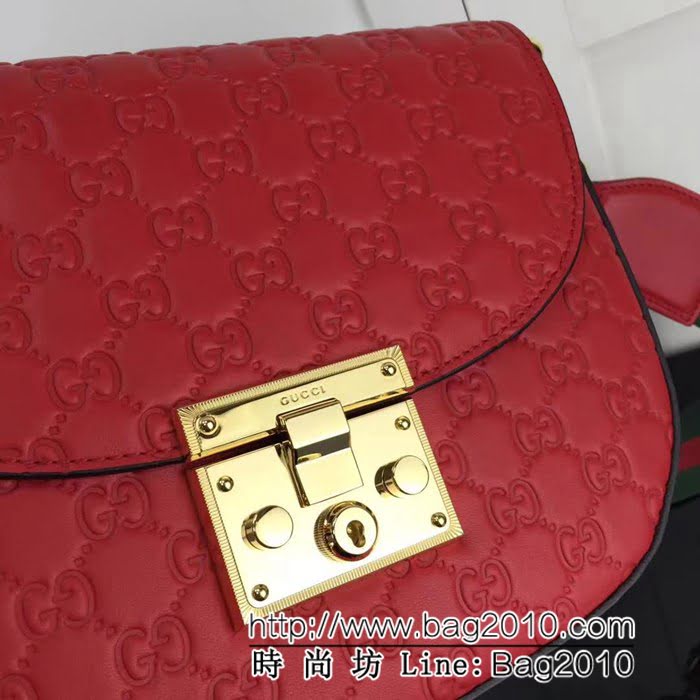 GUCCI古馳原單 新款專櫃品質原單皮質453189 紅壓單肩斜挎包 HY1138